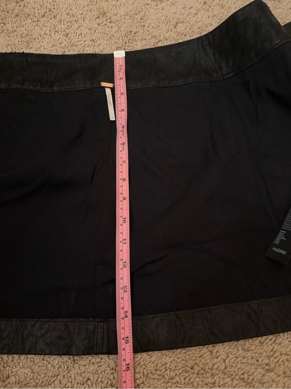 Free People Black Faux Leather Suede Mini Skirt with Zip Accents Size S - Picture 6 of 8